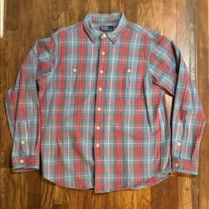 Polo by Ralph Lauren Men's Casual Flannel Plaid Shirt - Red and Blue